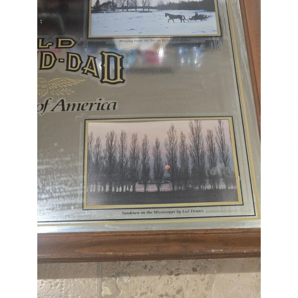 Vintage RARE Old Grand Dad Bourbon Whiskey Bar Mirror Landscapes Kentucky